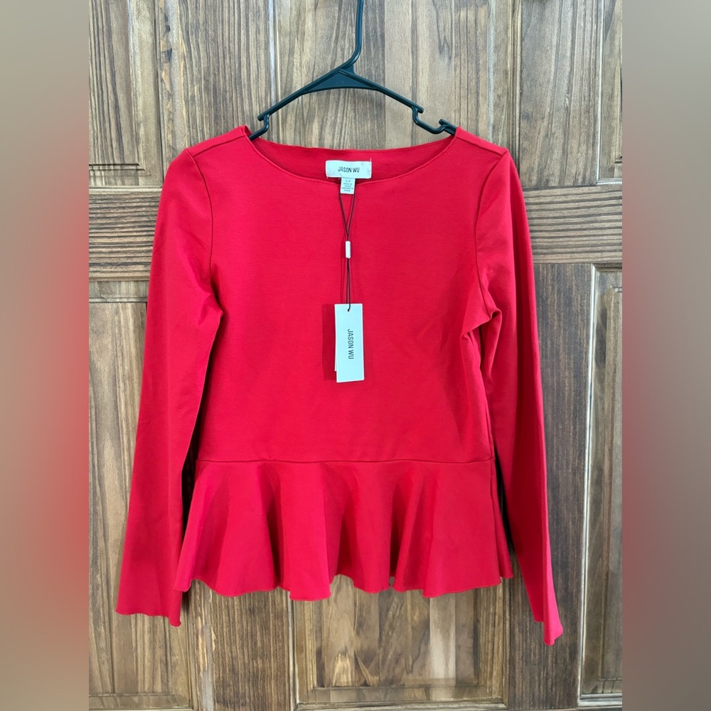 Jason Wu Scarlet Long Sleeve Peplum Top